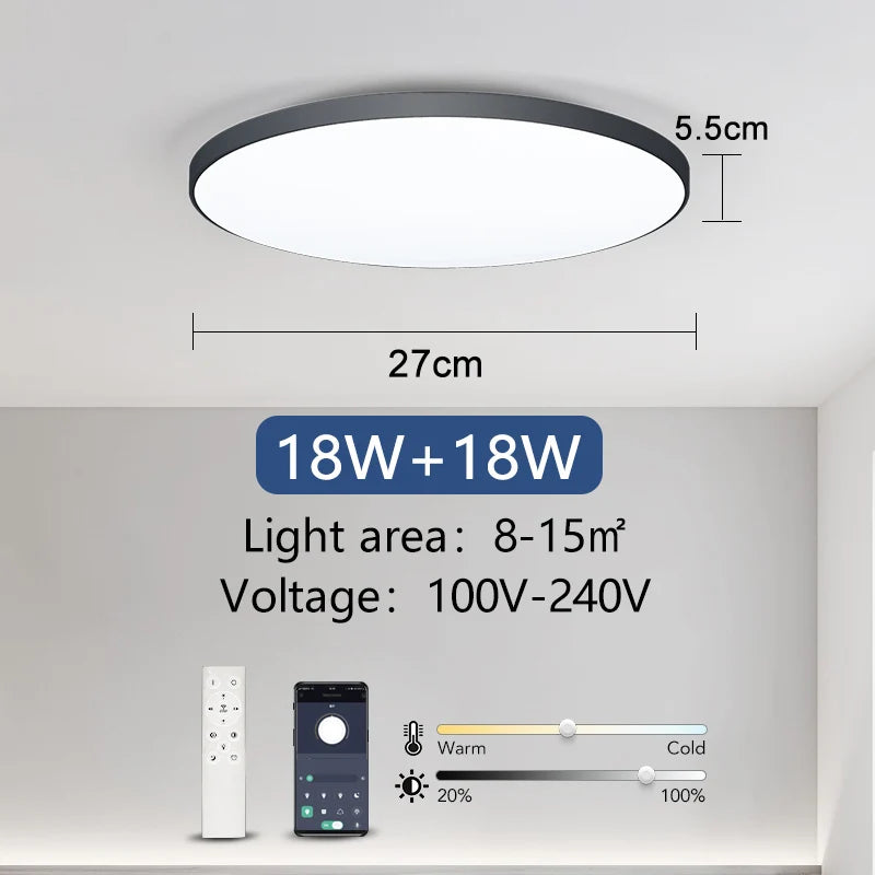 SmartGlow™ Smart LED Ceiling Light – Dimmable with App & Remote Control